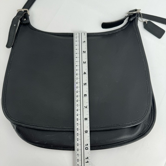 VINTAGE COACH BLACK HIPPIE FLAP SHOULDER BAG Handcrafted - #9134 - Picture 6 of 12